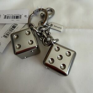 Coach Silver Metallic Dice Keychain NWT Sold out